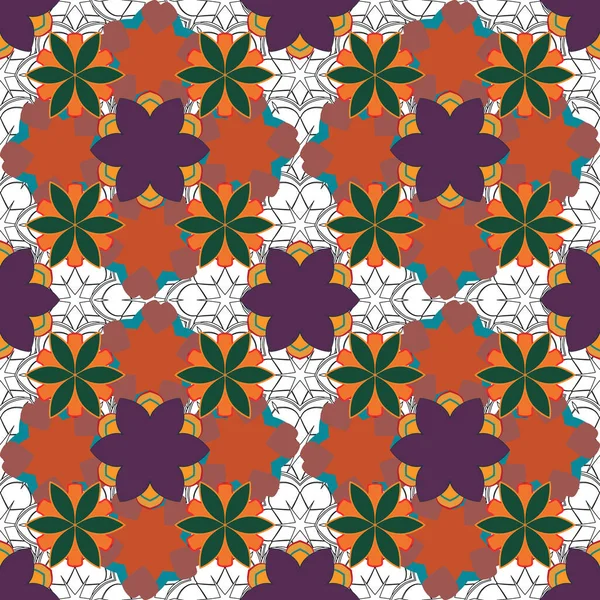 Fleurs Motif Sans Couture Dans Les Couleurs Orange Rouge Gris — Image vectorielle