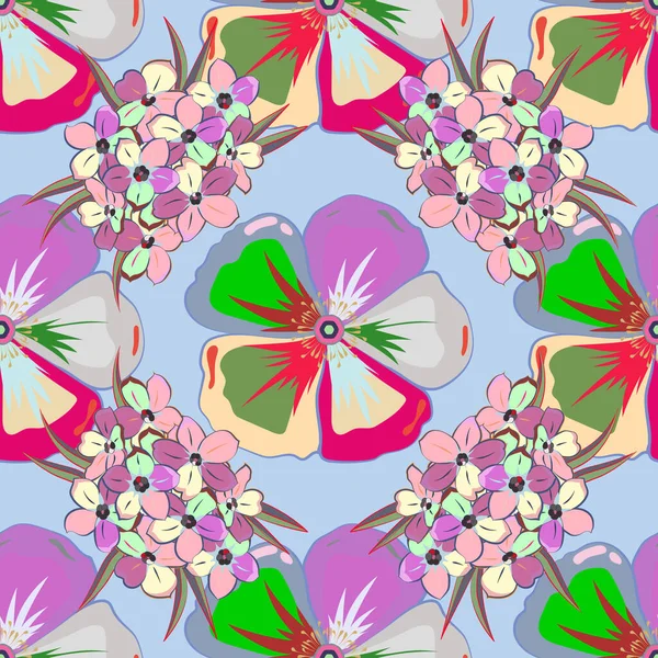ベクトル抽象的な花の背景 多色のシームレスな花パターン シームレスな花柄 — ストックベクタ