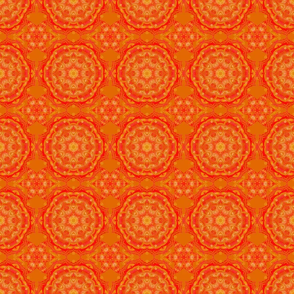 橙色和红色的抽象花卉装饰 矢量无缝图案的抽象装饰元素 — 图库矢量图片