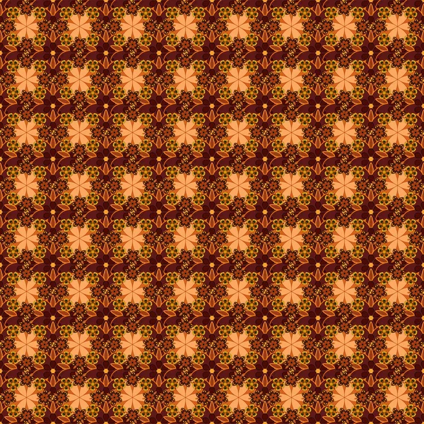 Patrón Floral Acuarela Sin Costuras Colores Marrón Amarillo Naranja Fondo — Vector de stock