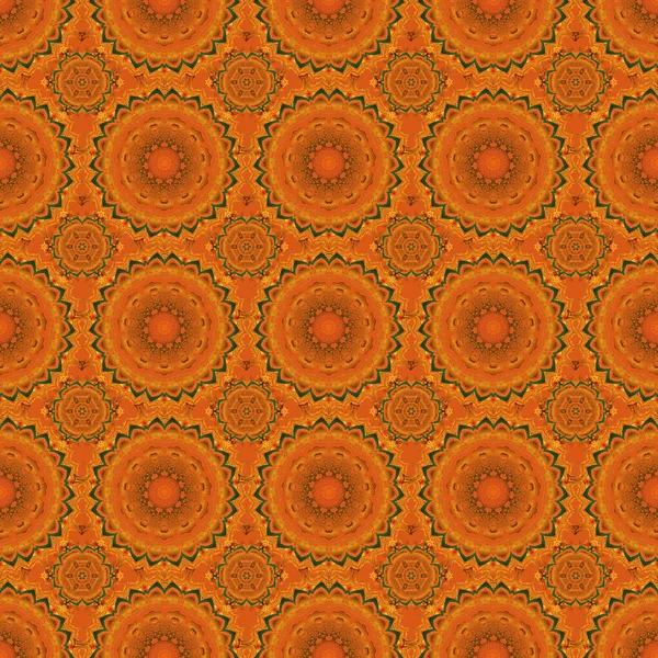 Векторная Иллюстрация Векторный Бесшовный Цветочный Узор Зеленого Оранжевого Желтого Цветов — стоковый вектор