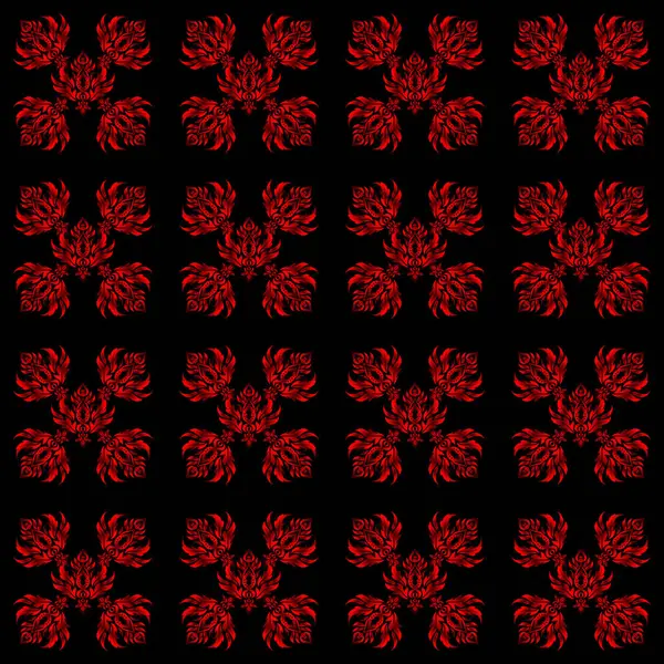 Floral Seamless Pattern Wallpaper Baroque Seamless Vector Background Red Black — Stock Vector