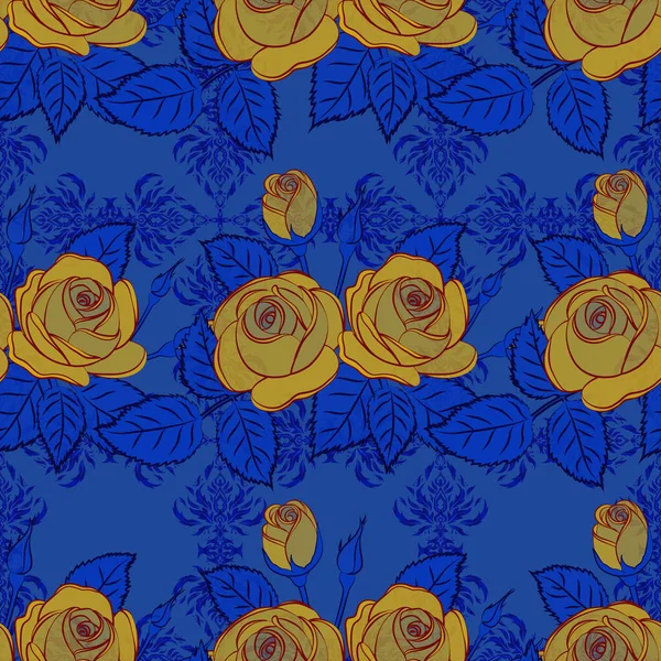 Vintage Muster Mit Rosenblüten Indischen Batikstil Floral Vektor Hintergrund Nahtloses — Stockvektor