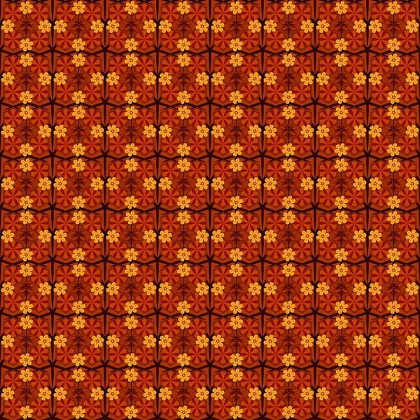 オレンジ 赤の色のシームレスな色背景 手描きベクトルイラスト 花の小さなベクトルシームレスパターン — ストックベクタ