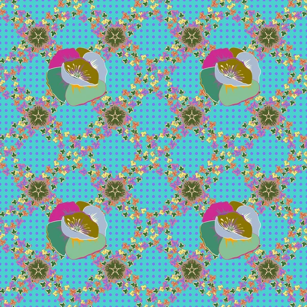 Бесшовный Узор Множеством Маленьких Зеленых Бежевых Цветков Нежный Цветочный Узор — стоковый вектор