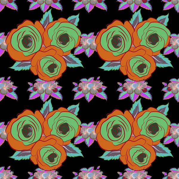 Patrón Vectorial Sin Costuras Colores Rosa Verde Fondo Floral — Archivo Imágenes Vectoriales