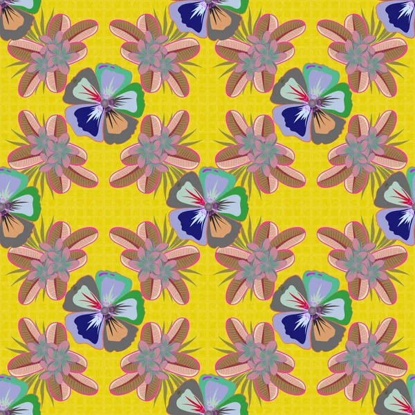 Herhaal Raster Flower Pattern Modern Motley Floral Naadloos Patroon Groene — Stockvector