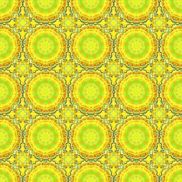 Векторная Иллюстрация Цветочный Узор Дамаска Зеленом Желтом Цветах — стоковый вектор