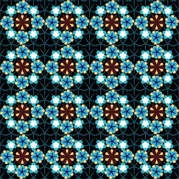 Zwart Blauw Grijs Geometrisch Naadloos Patroon Luxe Motley Patroon Met — Stockvector
