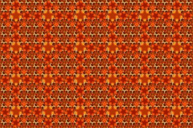 Kırmızı, turuncu ve kahverengi renklerde sulu boya buketi olan romantik, pürüzsüz bir desen. Raster illüstrasyonu. Geçmiş, tekstil, ambalaj kağıtları, tebrik kartları için..