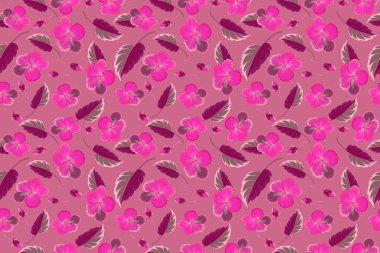 Bir sürü morumsu, pembe ve mor çiçekli tropikal. Magenta, pembe ve mor.