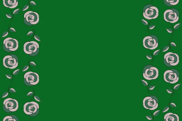 Вертикальний Безшовний Візерунок Сірою Зеленою Трояндою Пробілом Копіювання Місце Тексту — стокове фото