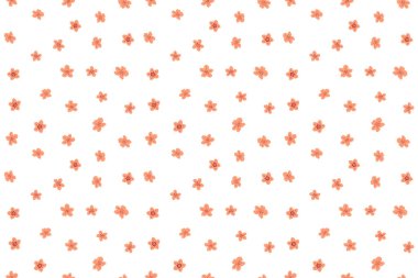 Bir sürü çiçek buketi olan hoş, pürüzsüz bir desen. Pembe, kırmızı ve turuncu renkte bir sürü çiçek.