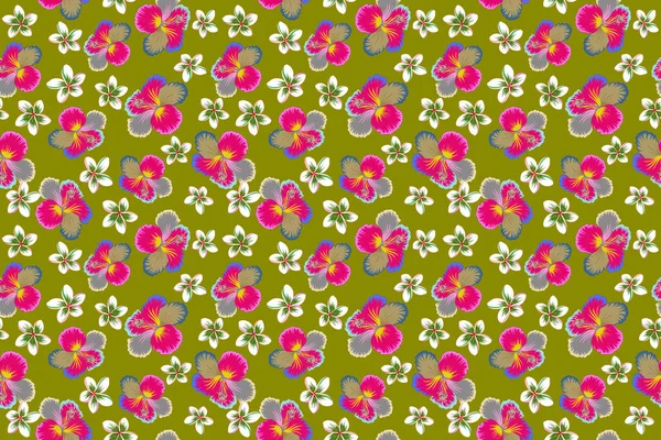Floral Seamless Pattern Tropical Floral Seamless Pattern Green White Magenta — Stock Photo, Image