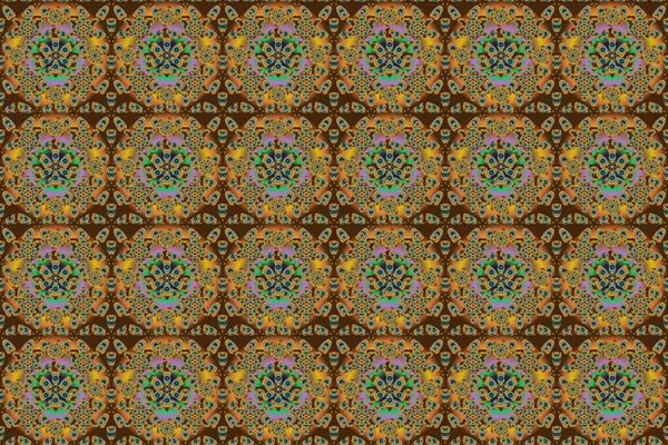 カーペット 壁紙や任意の表面のためのテンプレート 東洋の花飾り 茶色の装飾のラスターシームレスパターン — ストック写真