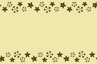 Bej, siyah ve sarı çiçekli yatay olmayan çiçek deseni ve kopya alanı (metin için yer), suluboya etkisi.