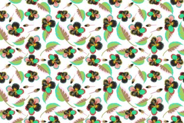 Davetiye, düğün ya da tebrik kartları için gri ve yeşil renkte dizayn edin. Çiçeksiz çiçek deseni, beyaz arka planda suluboya el çizimi. Hibiscus çiçek deseni.