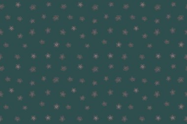 Mavi, gri ve yeşil renklerde kusursuz bir arkaplan. Küçük çiçek açan kusursuz bir desen. El çizimi illüstrasyon.