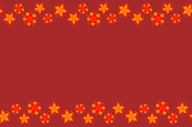 Metnin için kusursuz bir desen. Yatay kırmızı, turuncu ve sarı çiçekli tebrik kartı düğün, doğum günü ve diğer tatil ve yaz arkaplanı için davetiye olarak kullanılabilir.