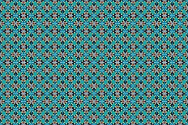 Yeşil, mavi ve gri renkli klasik tasarım. Raster kusursuz desen. Damask zarif duvar kağıdı.