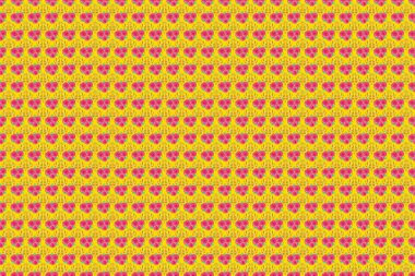 Raster illüstrasyonu. Dekoratif gül çiçekleri ve yeşil yapraklı sarı arka planda etnik, pürüzsüz desenler..