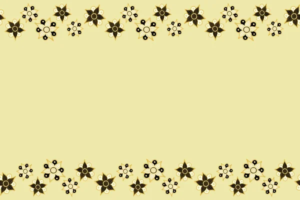 Vodorovný Bezešvý Květinový Vzor Béžovými Černými Žlutými Květy Kopírovacím Prostorem — Stock fotografie