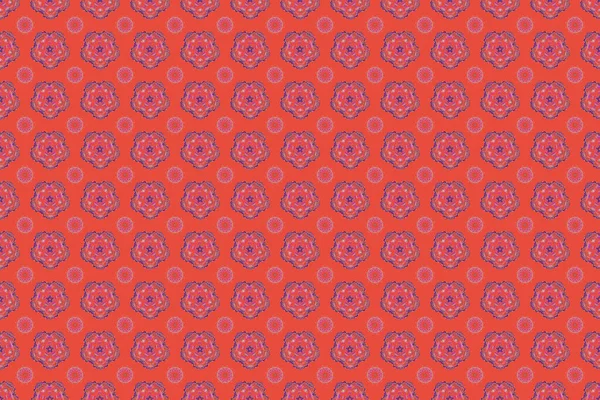 Raster Seamless Floral Pattern Violet Orange Blue Colors Design Textile — Stock Photo, Image