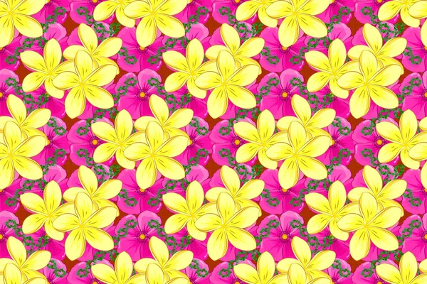 Traditional Indian Floral Seamless Pattern Motley Plumeria Flowers Magenta Pink — Stock Photo, Image