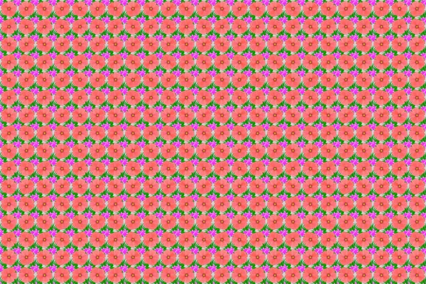 Rasterillustratie Naadloze Achtergrond Patroon Met Decoratieve Kosmos Bloemen Bladeren Een — Stockfoto