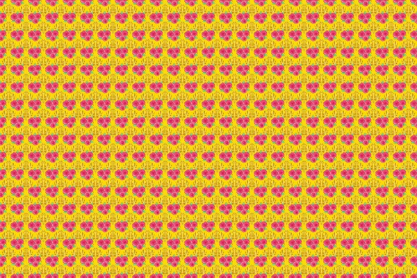 Raster Illustration Ethnische Florale Nahtlose Muster Auf Gelbem Hintergrund Mit — Stockfoto