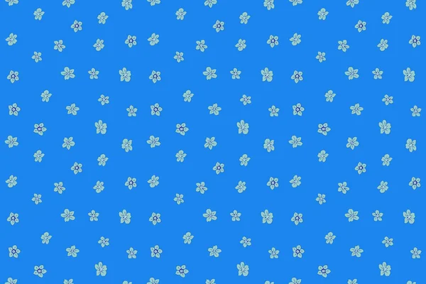 Vintage Nahtlose Muster Viele Blumen Blauen Farben Imitation Stickerei Handgezeichnete — Stockfoto