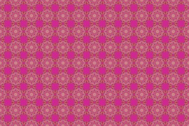 Kusursuz desen. Kusursuz damaske deseni, turuncu ve kırmızı klasik duvar kağıdı. Süslü kenar.