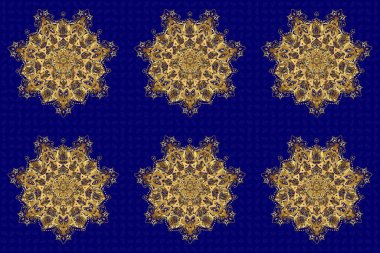 Doğu, İslam. Mavi arka planda Raster Mandala deseni var. Mandala altın arka planı. Arap Vintage dekoratif süsü.