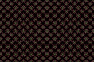 Raster illüstrasyonu. Damask, kırmızı renklerde, kusursuz çiçek deseni..