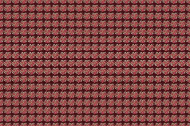 Soyut turuncu, kırmızı ve kahverengi güllerin pürüzsüz deseni. Eski suluboya güller (el çizimi).