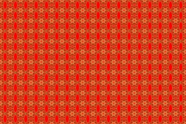 Etnik ve kabile motifleri. Süslü, canlı duvar kâğıdı. Renkli soyut arka plan. Noel geleneksel renklerinde geometrik süslemeli parlak, pürüzsüz desen (kırmızı üzerine altın rengi)).