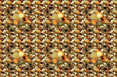 Soyut zarafet pürüzsüz desen. Kozmos çiçekleri yeşil, kahverengi ve sarı renklerde..