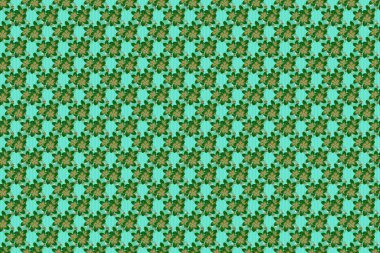 Bir sürü şirin çiçek var. Raster çiçekleri mavi ve yeşil renklerde pürüzsüz desen.