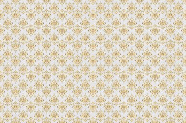 Gri bir zeminde kusursuz bir desen. Geleneksel Hint tarzı, kına dövmesi, baskı, altın çıkartmalar, mehndi, yoga tasarımı için süslü çiçek unsurları. Altın mehndi 'nin Raster sanatı.