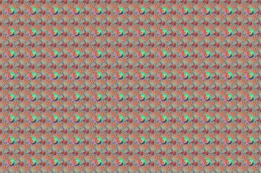 Pembe arka planda çiçekli, dikişsiz desen. Raster illüstrasyonu.