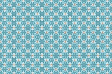 Mavi, gri ve bej renklerde kusursuz çiçek deseni. Pek çok küçük çiçek desenli desenleri var..