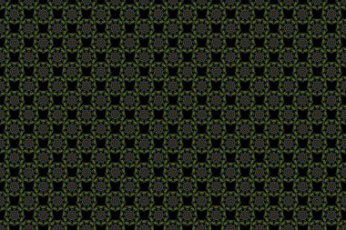 Çiçeklerin tekrarlanması kolay, kusursuz desenli, hatları doldurmak için kullanılır. Raster illüstrasyonu. Pembe, turuncu ve mavi renklerle çiz.