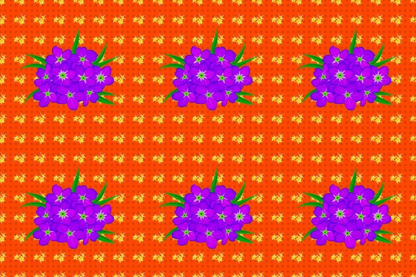 Sömlös Mönster Abstrat Primula Blommor Orange Bakgrund Vintagestil Lagerrasterillustration — Stockfoto