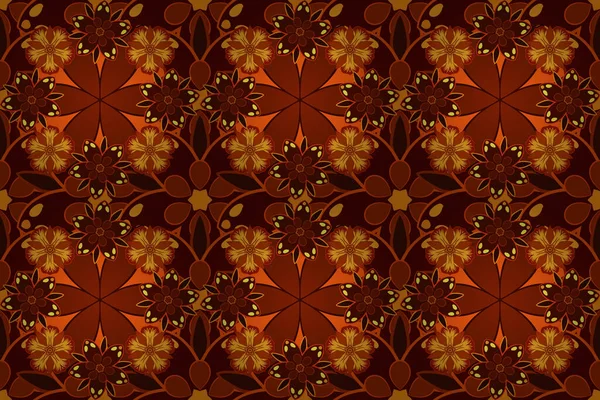 Motif Floral Ethnique Sans Couture Dans Les Couleurs Marron Orange — Photo