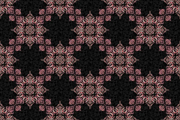 Seamless Pattern Beige Pink Orange Colors Overblck Backdrop Oriental Ornament — Stock Photo, Image
