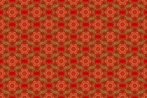 シームレスな幾何学模様 赤を基調としたシームレスなパターン 対数バスとノードを持つ幾何学的背景 黄金の背景 金色の質感 抽象幾何学的パターン — ストック写真