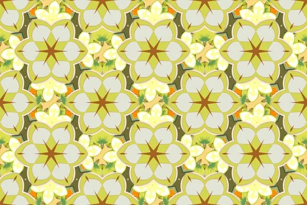 Seamless Floral Pattern Yellow Beige Brown Colors Motley Flowers Raster — Stock Photo, Image