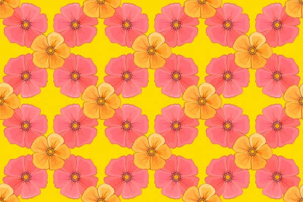 Stampa Fiori Cosmo Raster Carino Illustrazione Più Veloce Motivo Floreale — Foto Stock