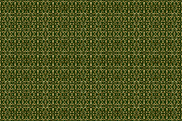 东方风格的金格 伊斯兰卡背景 用于设计的栅格无缝元件 绿色底色的东方黄金 — 图库照片