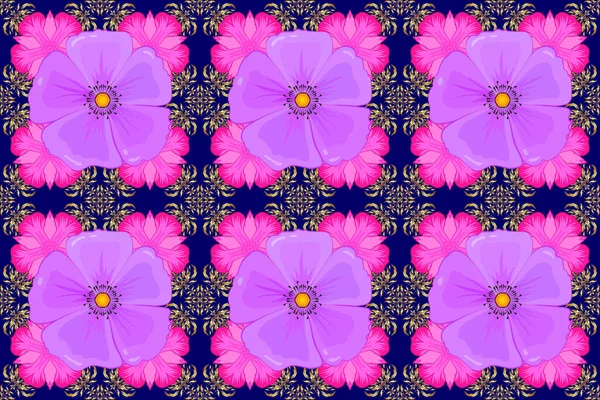 Illustration Matricielle Motif Floral Traditionnel Indien Sans Couture Avec Des — Photo